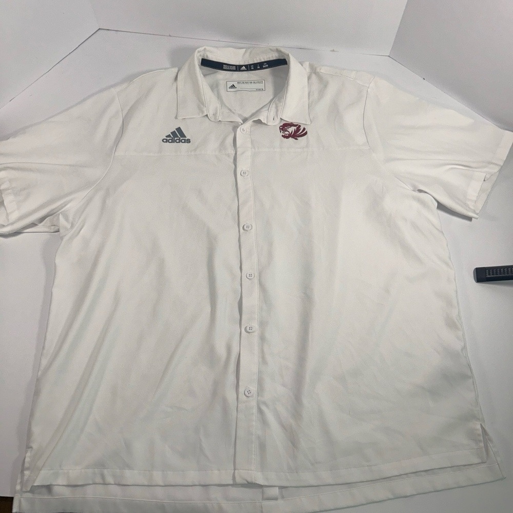 Adidas Polo Shirt Mens Size 2XL White w/ maroon Tigers Logo Athletic Fanwear - Picture 4 of 15